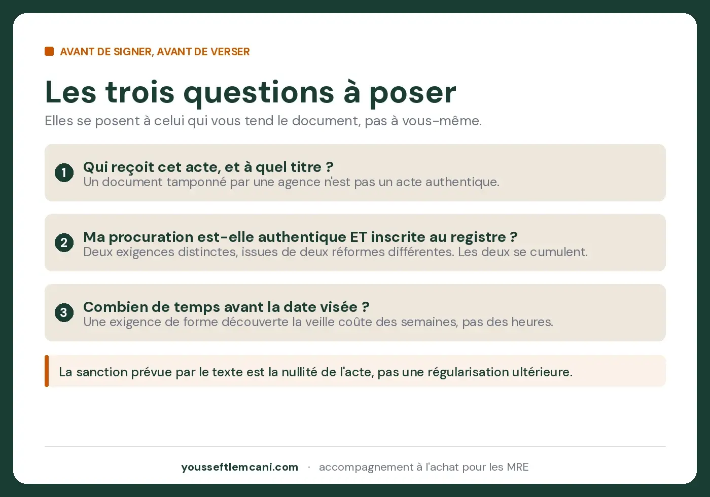 Les trois questions à poser avant de signer Les trois questions à poser avant de signer un acte immobilier au Maroc