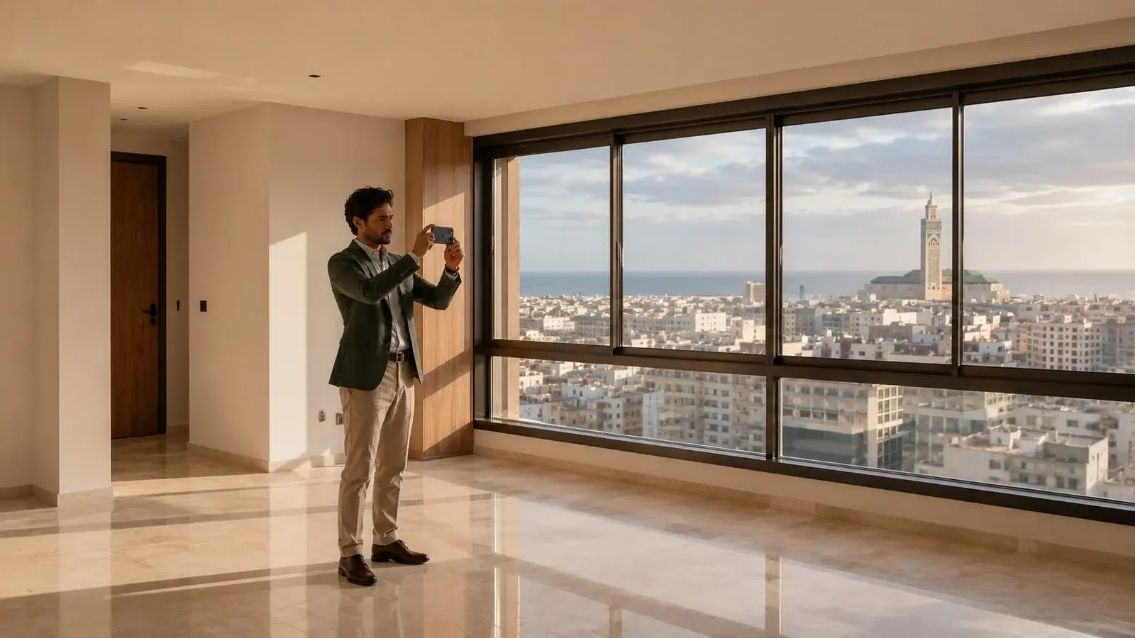 Chercher un bien au Maroc depuis l'étranger Chasseur immobilier au Maroc, un professionnel visite un appartement à Casablanca pour un acheteur