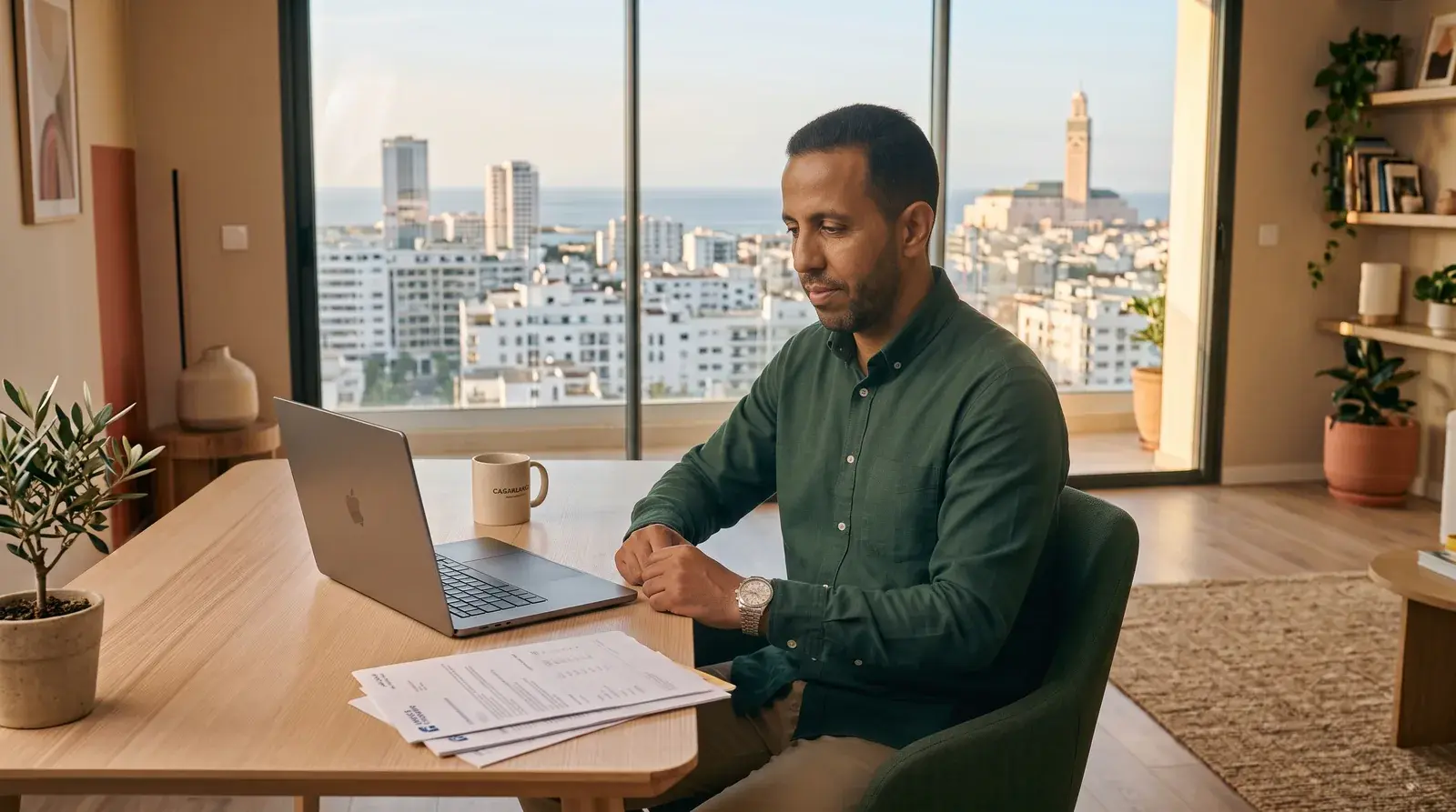Ce qui sort du Maroc se décide le jour où l'argent y entre Argent bloqué au Maroc, un MRE consulte sa banque depuis son salon avec vue sur Casablanca